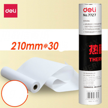 Deli 7727 Thermal Fax Paper 210mm*27m High-definition Fax Paper Fax Machine Paper 350g Office Paper Products 1 Roll A4 Size