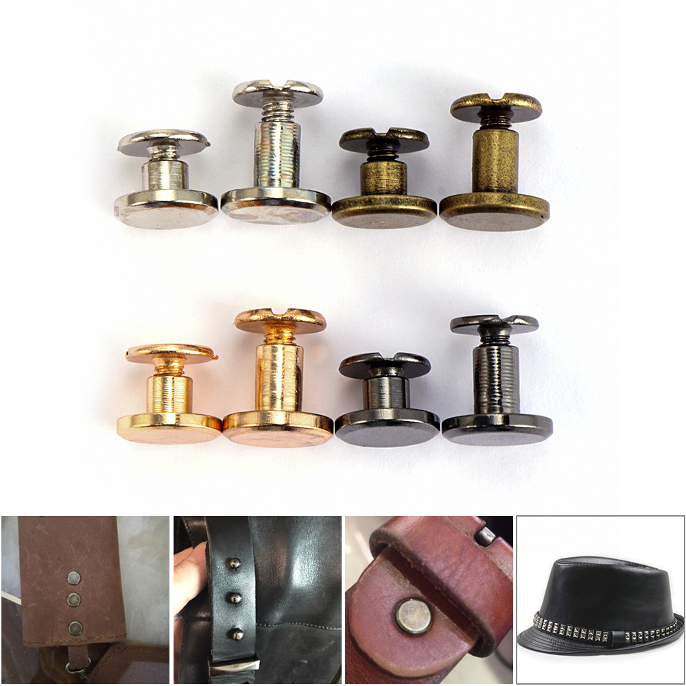 10Sets(20Pcs) Solid Brass Nail Rivets Belt Wallet Double Layer Copper Leather Craft Screws DIY Cloth Garment Button Decor Nail