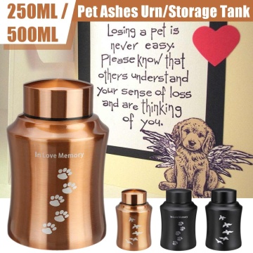 Gold/Black Stainless steel Urns Pets Dog Cat Birds Mouse Cremation Ashes Urn Keepsake Casket Columbarium Pet Memorials 250/500ML