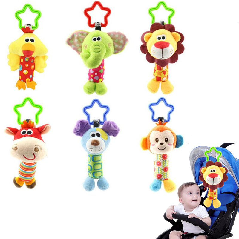 Cartoon Baby Rattle Toys Hanging Lovely Animal Soft Plush Hand Bell Newborn Stroller Crib Hanging Accessories Infant Toys Gifts