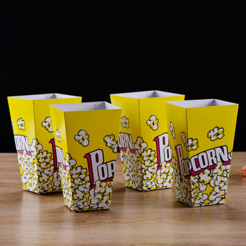 30 Pcs Disposable Popcorn Box Paper Cup birthday party wedding Cinema Market Square Popcorn Barrel Popcorn Box blue Custom