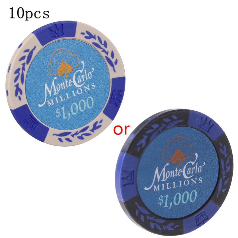 Hot Sell 10pcs Poker Chips Monte Carlo Casino Wheat Coins Baccarat Texas Hold'em Chip 14g