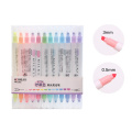 12PCS/Set Cute Highlighter Marker Pens For Writing Kawaii Dual Colors Art Marker Pens School Office Supplies Korean Stationery