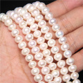 8-9mm Real White Fresh water Pearl Beads Natural Pearls Punch Loose Beads For Jewelry Making Wedding DIY Necklace Bracelet 14"