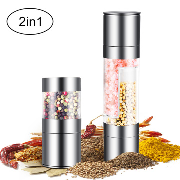 2 in 1 Seasoning Grinding Stainless Steel Manual Pepper Grinder Salt & Pepper Mill Grinder Kitchen Tools Accessories for Cooking