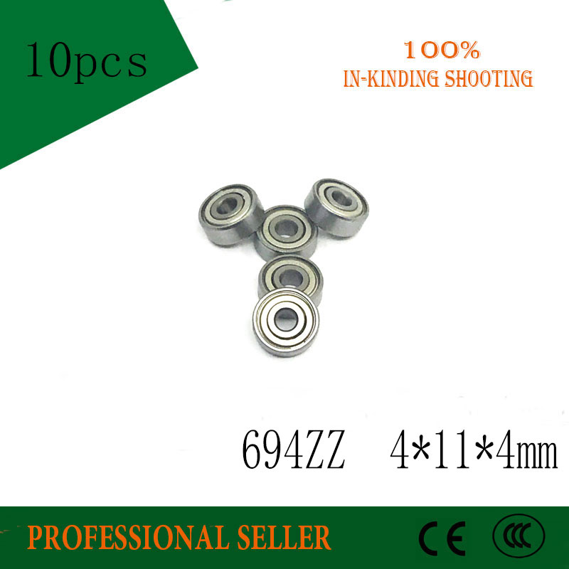 Free shipping 10pcs 694zz 694 ZZ 4*11*4mm deep groove ball bearings 4mm shaft miniature ball bearing 694-2Z