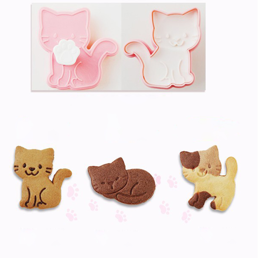 3Pcs/Set Cute Cat Cookie Mold Fondant Cutter Biscuit Cake Pastry Mould Decoration Kitchen DIY Baking Supplies