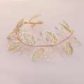 Bridal headband crystal gold leaf bridal wedding dress accessories