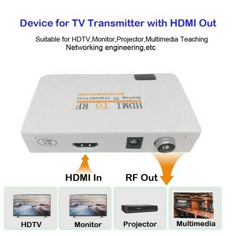 For TV Converting TV Transmitter Box HDMI-compatible To RF Coaxial Converter Box Adapter Cable with Remote Control Power