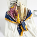 Silk Sqaure Scarf Large Size 90cm for Women Floral Print Neck Shawl Wraps Hijab Foulard Headband Lady Neckerchief Bandana 2020