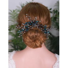 Bohe Wedding Accessories Blue Crystal Romantic Bridal Headwear 3PCS Women Headdress Vintage Hair Pin Hair Jewelry For Bride