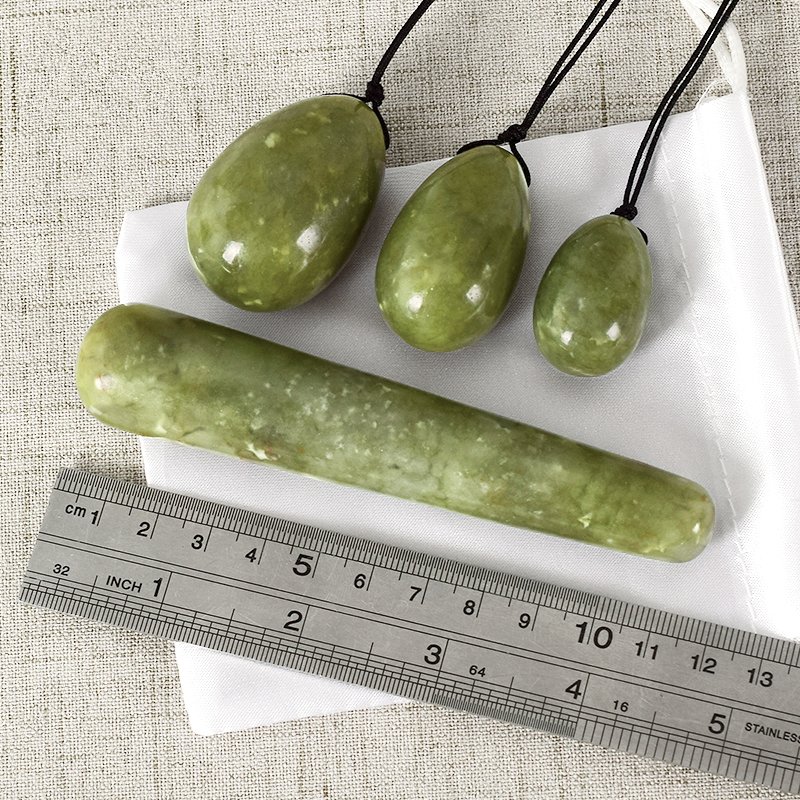 Natural Green Jade Yoni Eggs Drilled Pleasure Wand Helu Jade Massager Kegel Exercise Vaginal Ben Wa Ball Guasha Massage Stone