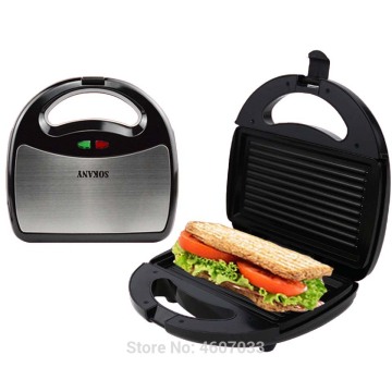 Stainless Steel Home Office Sandwich Maker Machine Toaster with Non-Stick Plate Toaster breakfast machine 750W EU AU Plug