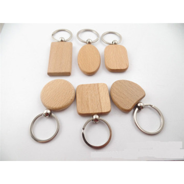 6Designs Blank Round Rectangle Wooden Key Chain Diy Promotion Wood Keychain Keyring Tags Pendant Promotional Gifts