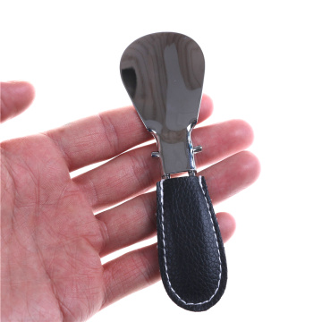 Durable Shoehorn Stainless Steel Shoe Horn Foldable PU Leather Handle Easy to Carry Quality Shoes Accessories For Men Women