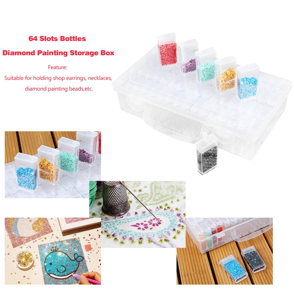 192/128 Slots Bottles Diamond Painting Storage Box Plastic Nail Art Organizer Rhinestone Beads Case Holder Container Accessories