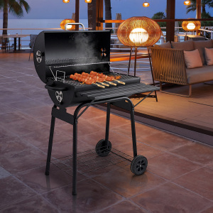 Trolley Grill Outdoor Charcoal BBQ Grill Offset Smoker