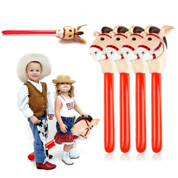 Practical Multi-functional Classic PVC Inflatable Horse Head Stick Ride-on Animal Toy For Kid Plaything Party Decor
