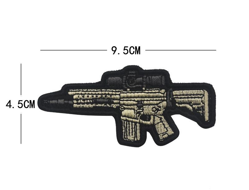 AK-47 GUN Assault PISTOL RIFLE Sniper Airsoft Patch RIFFLE CLUB SOW ARMY BLACK BADGE Machine Gun Embroidered Gun Shape Patches