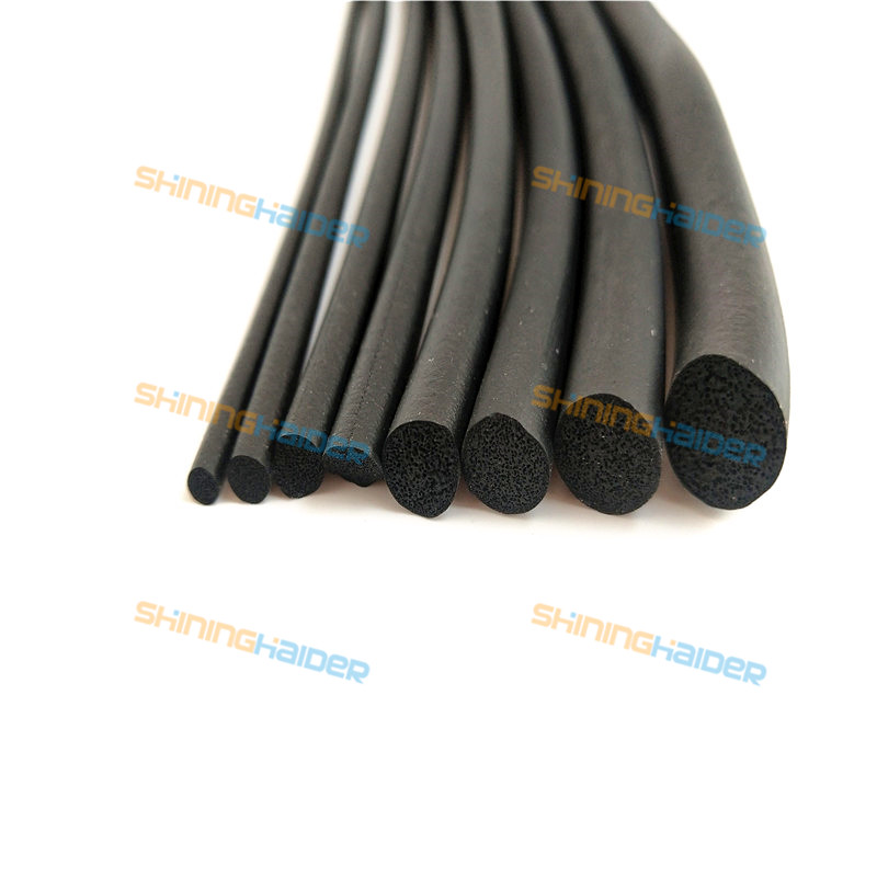 Length 1-50m diameter3-20mm round EPDM rubber foaming sealing strip O type penetrating car door soundproof sealing strip