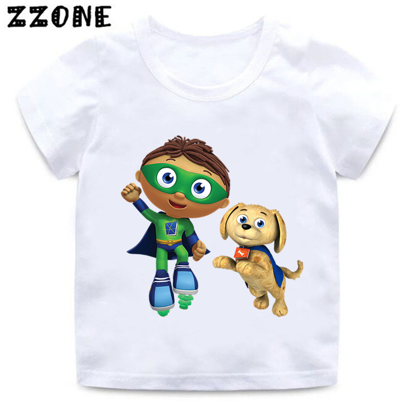 Cartoon Super Why Print Boys/Girls T shirt Kids Funny Casual Clothes Baby Summer Short Sleeve T-shirt