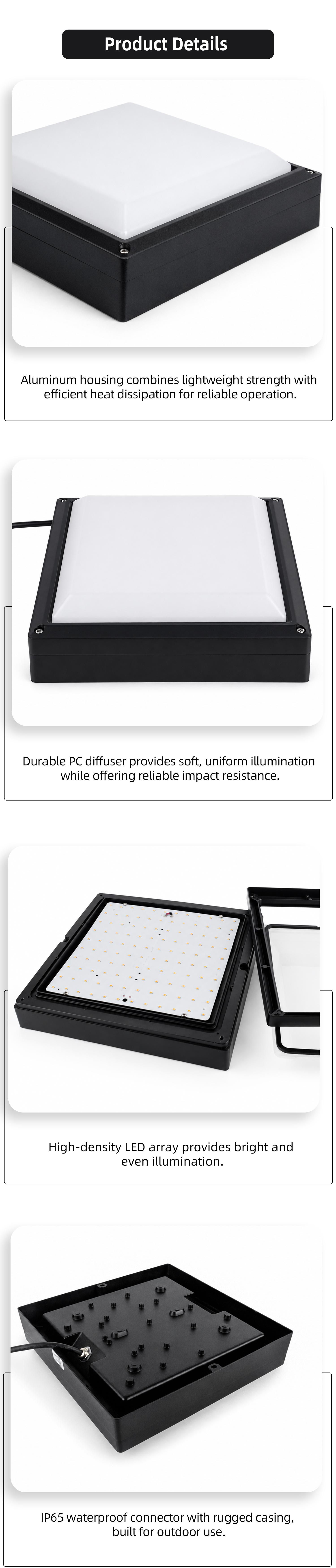 sauare led bulkhead wall light