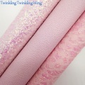 PINK Glitter Fabric, Lace Glitter Leather, Caviar Synthetic Leather Fabric Sheets For Bow A4 21x29CM Twinkling Ming XM708
