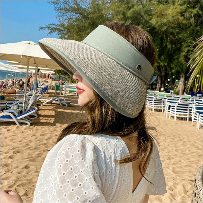 Fashion Sun Hats For women Summer cap Straw Hat Visor Casual Wide-brim Floppy Foldable Summer Travel vacation Sun Beach Hat