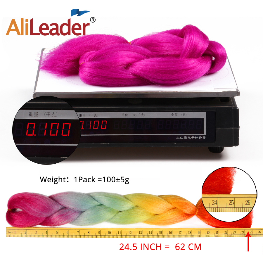 Alileader 102 Colorful Ombre Jumbo Braids Hair For Braids Colored Braiding Hair 24 Inch Crochet Hair Extension Synthetic Hair