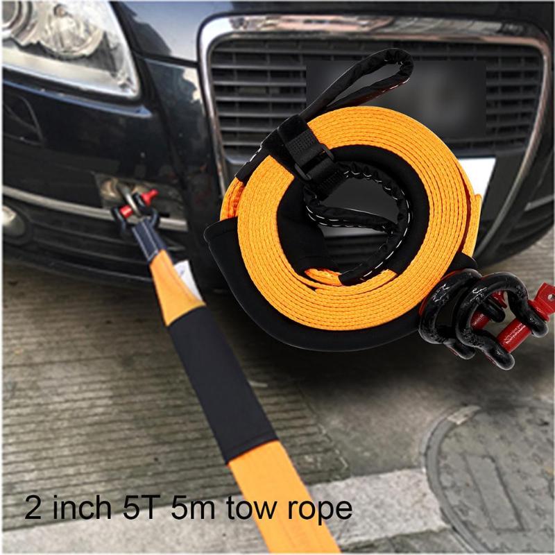 5m 5 Tons Heavy Duty Car Tow Strap Auto Emergency Safety Towing Rope Cable Wire With 2 Tow Hook For SUV Truck Trailer Car