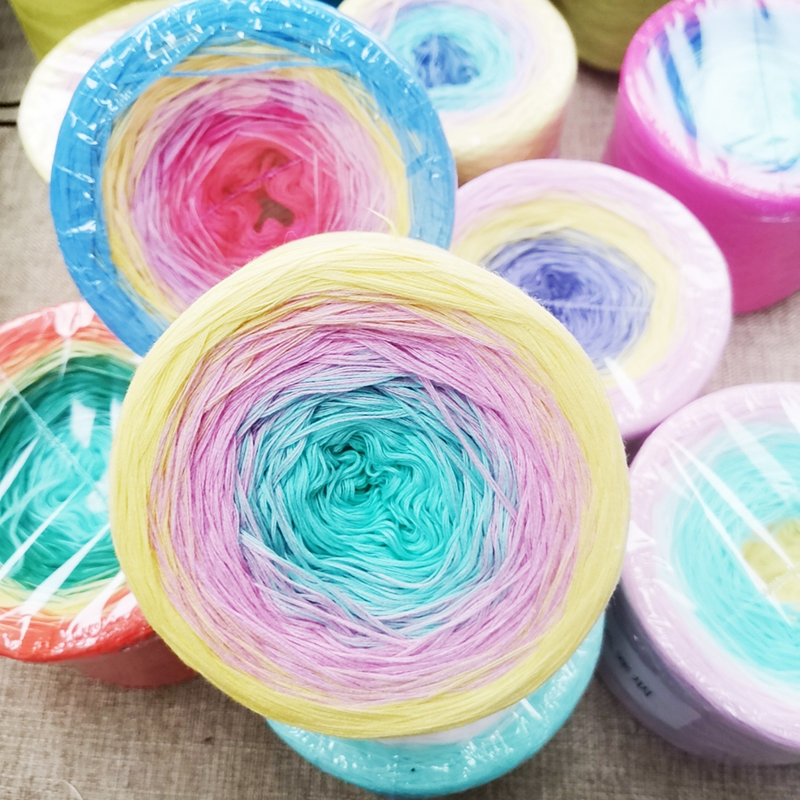 300g 100% Organic Cotton Blend Yarn spring/summer Cake yarn Gradient Color Crochet shawl blanket DIY Hand-woven Yarn XJ07