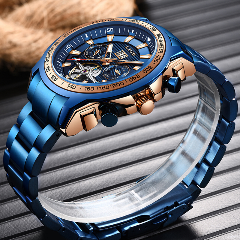 Reloj Hombre LIGE 2020 New Fashion Mens Watches Top Brand Luxury Automatic Mechanical Clock Watch Men Business Dress Wrist Watch