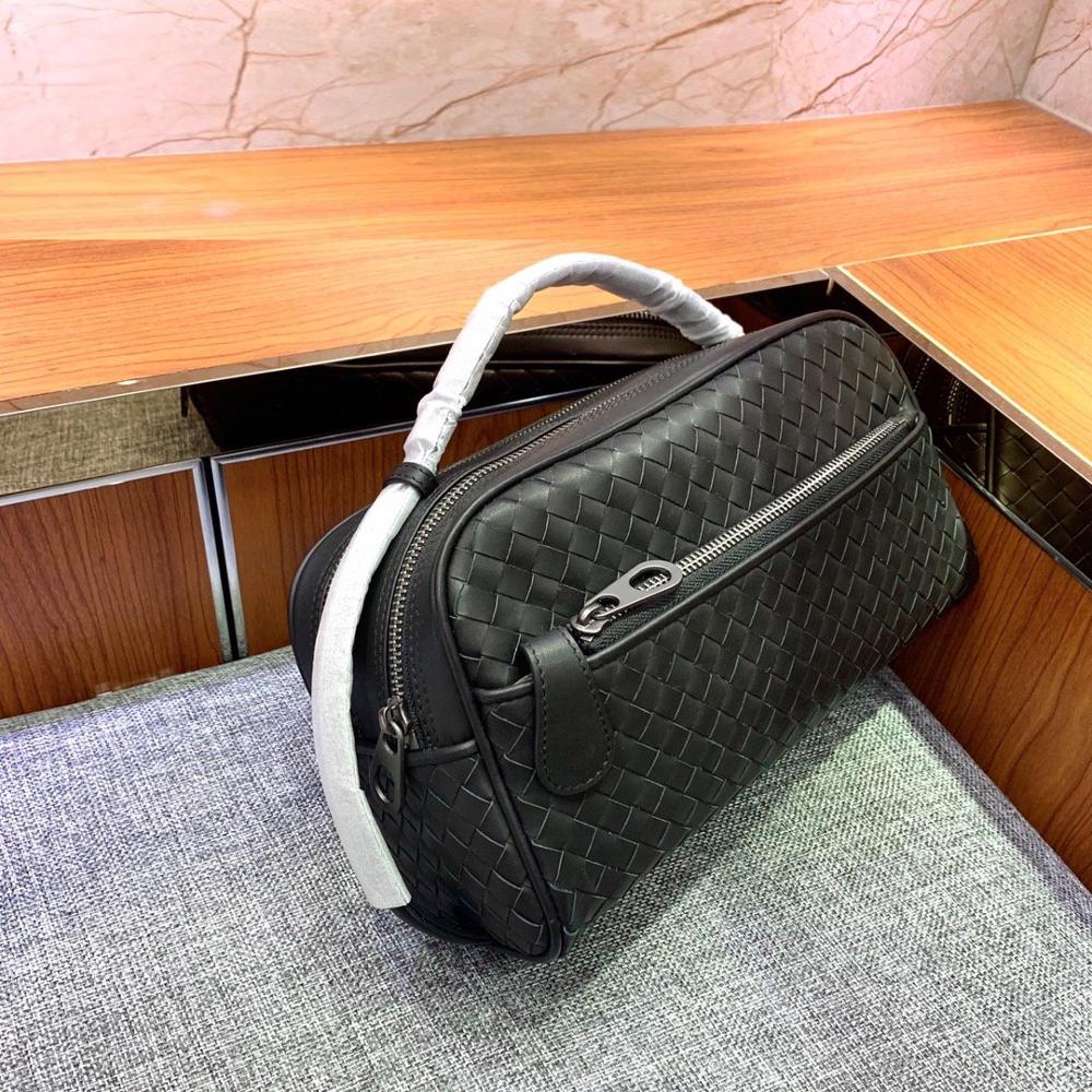 Luxury Cowhide Leather Top Handle Bags 2020 Fashion Men High Quality Large Capacity Designer Outdoor Zippers Woven Male Handbag