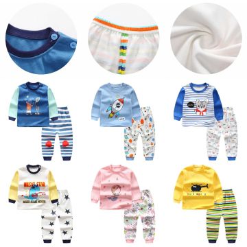 Kids Pajamas Sets Baby Boys Girls Cotton Long Sleeved Tshirt+Pant Cartoon Girl Clothing Autumn Sleepwear Suit Pyjama Trousers