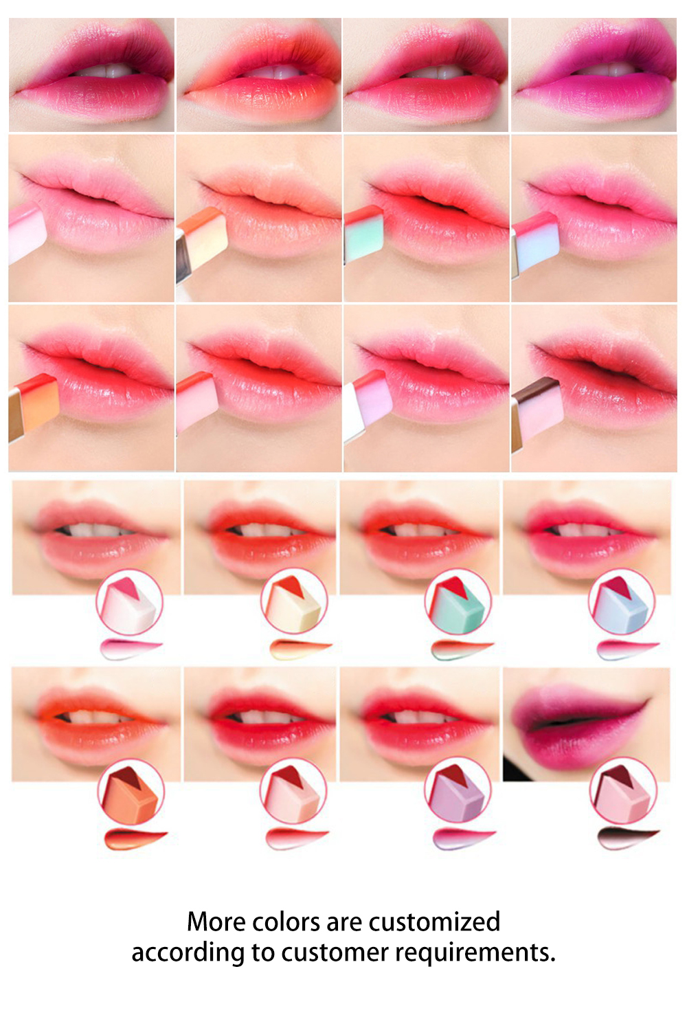 Three-color gradient lipstick color card