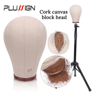 Plussign Cork Canvas Block For Wig Making Mannequin Head Weft/Wig Display Style Styling Manikin 21