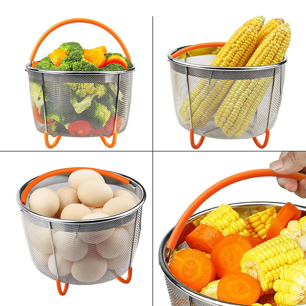 Steamer Basket Multifunction Sturdy Steamer Insert Basket for 6qt Pressure Cooker with Silicone Handle