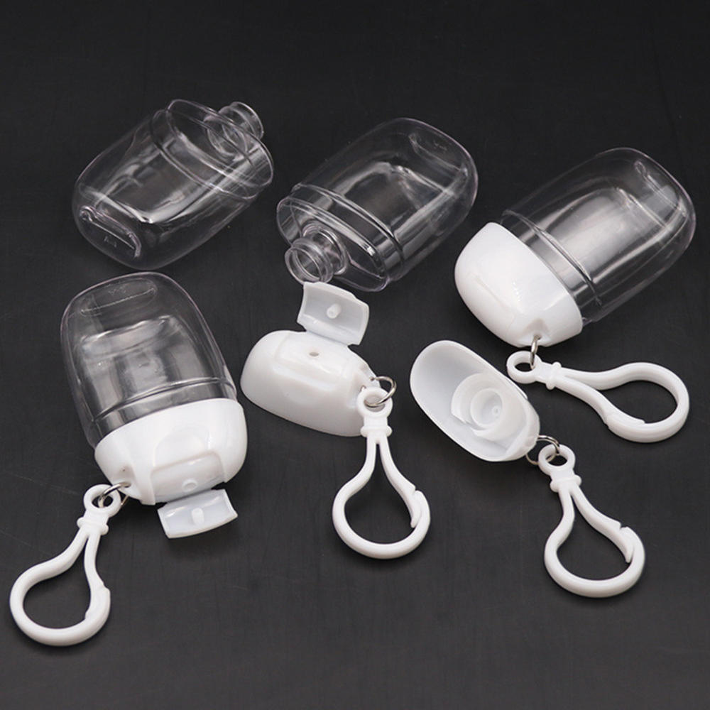 30ml Children Mini Cleaning Bottle Empty Hand Sanitizer Travel Hook Keychain Carriers Flip Cap Reusable Portable Empty Bottles