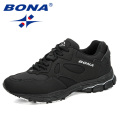 BONA 2020 New Style Cow Split Running Shoes Men Sneakers Light Shoes Outdoor Jogging Trainers Male Sport Shoes Walking Footwear
