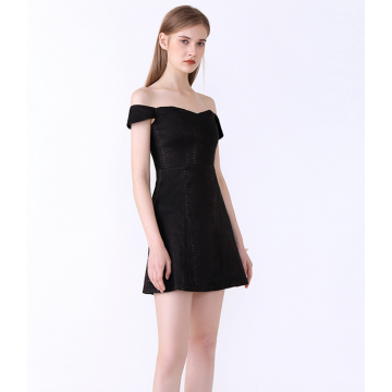 Off-shoulder Black Short Dress test