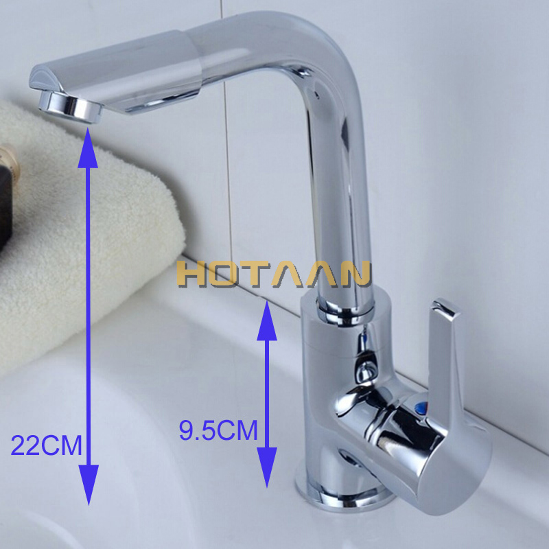 Free Shipping Kitchen bathroom sink basin mixer tap chrome swivel with long arm rotate brass Faucet Water Mixer YT-5066