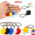 50PCS/set Key Chain Blocks Heart Blocks Brick Building Blocks Accessories Keychain Block Model Kits Set DIY Toys for Kids