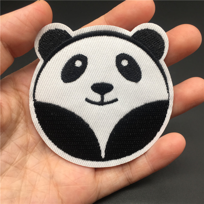 Cute Panda Clothing Patch Size:6.5x6.6cm Cartoon Fabric Stickers For Clothes Stripes Embroidered Ironing Patches On Kids T-shirt