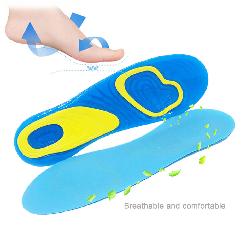VAIPCOW Silicon Gel Insoles Shock Absorption soft Comfortable insoles Sport Shoe Insole Pad Massaging Insole for men and women