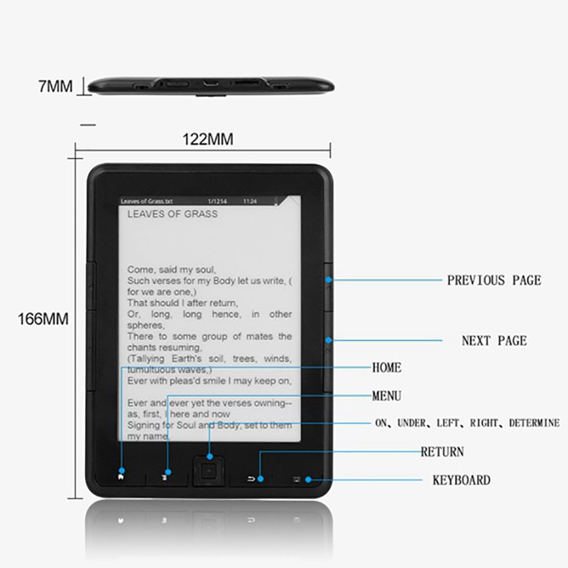 BK-6008 Electronic Paper Book Reader 6.0 Inch Sn E-Book Waterproof E-Book Reader 4G RAM 800 x 600