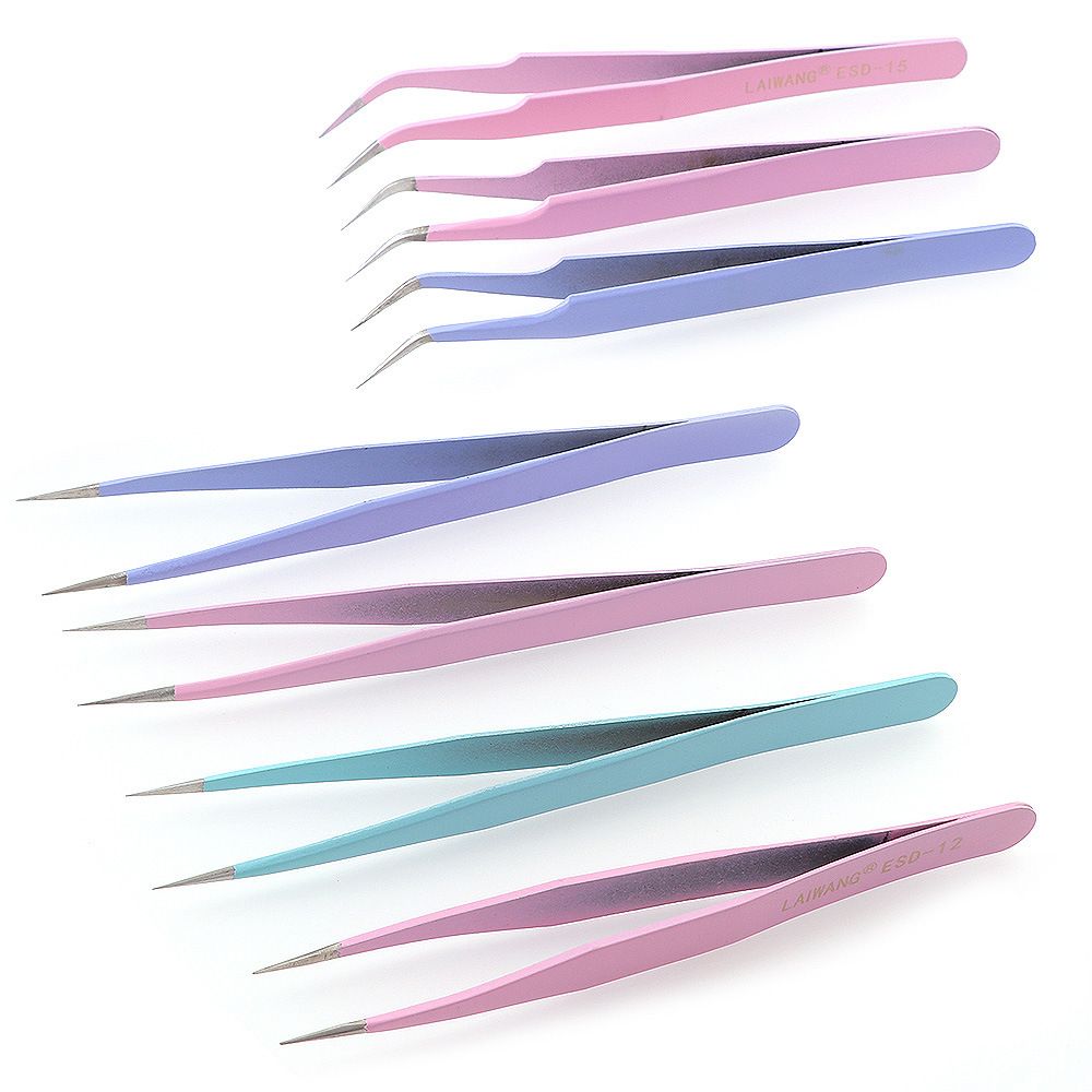 1pc Anti Static Eyebrow Tweezers Stainless Steel Eyelash Extension Tweezers Fake Eyelash Applicator Professional Makeup Tools