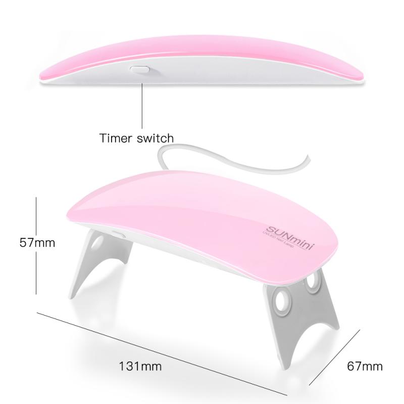 6w Nail Lamp USB Mouse Type With Wire Polished Light Beads Nail Glue Oil Baking Lamp Mini Portable ABS Plastic UV Gel LED Dryer