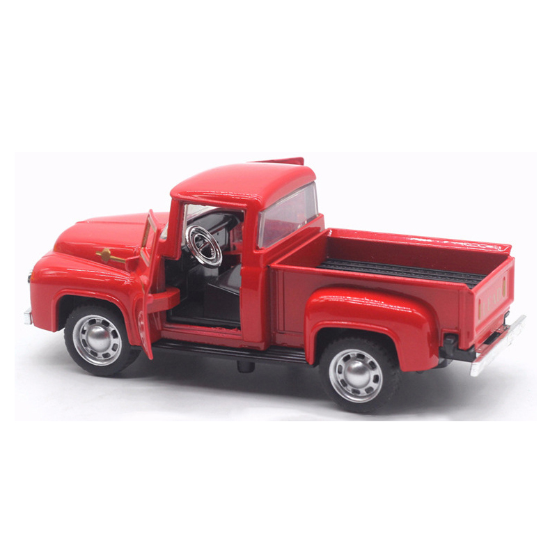 Car Model Metal Vehicle With Movable Wheels Red Truck Christmas New Year Decoration Products For Children