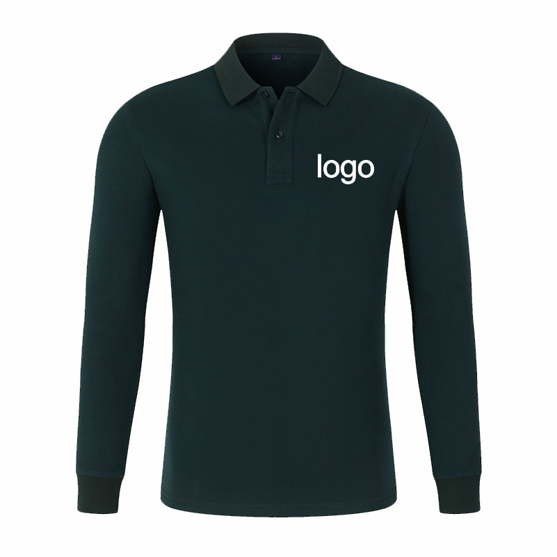Winter Men's Polo Shirt Custom Plus Cashmere Warm High-End Long-Sleeved Shirt Print Logo Simple Solid Color Top GNEP2020 New