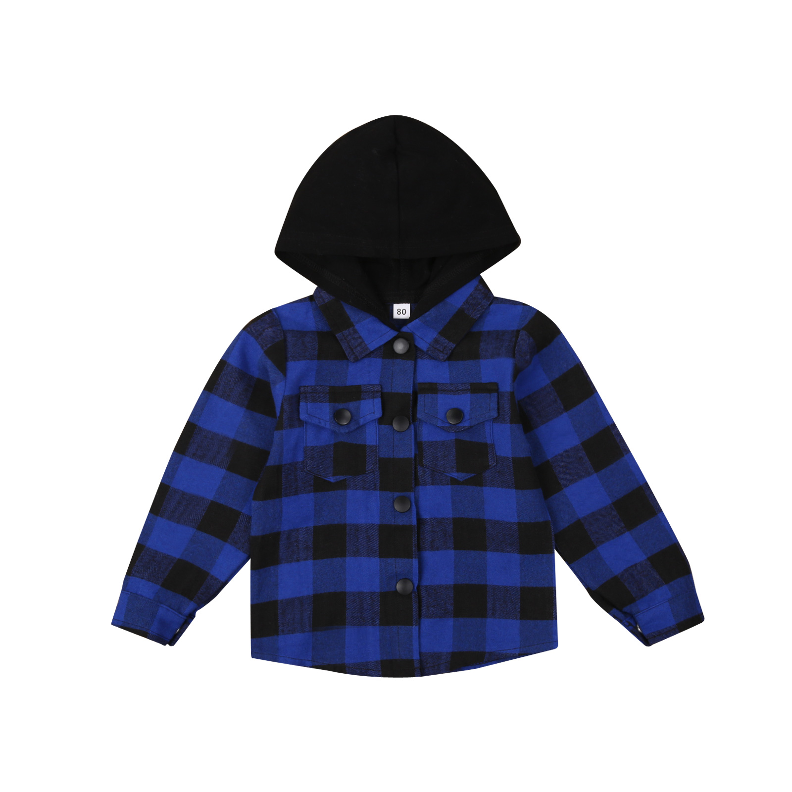 OPPERIAYA Infant Plaid Pattern autumn casual soft Sweatshirts Baby Long Sleeve Single-breasted Hoodie with Flap Pockets